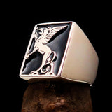 Perfectly crafted Men's Black Griffin Ring Griffon - Sterling Silver - BikeRing4u