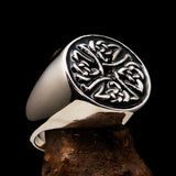 Perfectly crafted Men's Ring Celtic Birgit's Cross Black - Sterling Silver - BikeRing4u