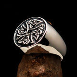 Perfectly crafted Men's Ring Celtic Birgit's Cross Black - Sterling Silver - BikeRing4u