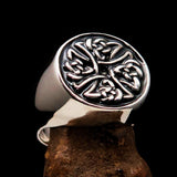Perfectly crafted Men's Ring Celtic Birgit's Cross Black - Sterling Silver - BikeRing4u