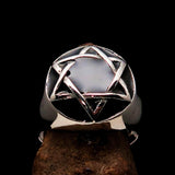 Nicely crafted Men's Hebrew Ring Black Star of David - Sterling Silver - BikeRing4u