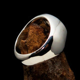 Excellent crafted Men's Socialist Ring Hammer Sickle Black - Sterling Silver - BikeRing4u