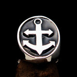 Perfectly crafted Men's Sailor Ring Big Anchor Black - Sterling Silver - BikeRing4u