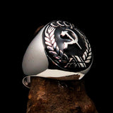 Perfectly crafted Men's Communist Ring Hammer Sickle Crest CCCP Black - Sterling Silver - BikeRing4u