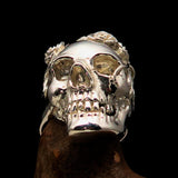 Excellent crafted Lady's Biker Granny Skull Ring - Mirror Polished Sterling Silver - BikeRing4u