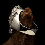 Excellent crafted Lady's Biker Granny Skull Ring - Mirror Polished Sterling Silver - BikeRing4u