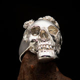 Excellent crafted Lady's Biker Granny Skull Ring - Mirror Polished Sterling Silver - BikeRing4u