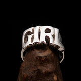 Excellent crafted One Word Girl Ring - Sterling Silver - BikeRing4u
