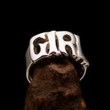 Excellent crafted One Word Girl Ring - Sterling Silver - BikeRing4u
