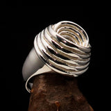 Excellent crafted Men's Retro Circle by Circle Ring - Sterling Silver - BikeRing4u