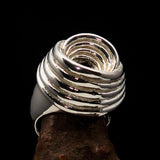 Excellent crafted Men's Retro Circle by Circle Ring - Sterling Silver - BikeRing4u