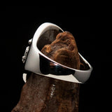 Excellent crafted Men's Marine's Military Ring - Sterling Silver - BikeRing4u