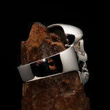 Excellent Crafted Men's Drill Sergeant Army Skull Ring - Sterling Silver - BikeRing4u