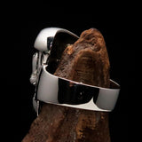 Excellent Crafted Men's Drill Sergeant Army Skull Ring - Sterling Silver - BikeRing4u