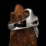 Excellent crafted Men's Devil Skull Ring black 666 on Forehead - Sterling Silver - BikeRing4u