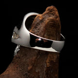 Excellent crafted Men's Devil Skull Ring black 666 on Forehead - Sterling Silver - BikeRing4u