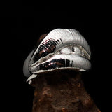 Excellent crafted Lady's Love Ring the big Kiss - Mirror Polished Sterling Silver - BikeRing4u