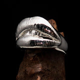 Excellent crafted Lady's Love Ring the big Kiss - Mirror Polished Sterling Silver - BikeRing4u