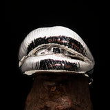 Excellent crafted Lady's Love Ring the big Kiss - Mirror Polished Sterling Silver - BikeRing4u