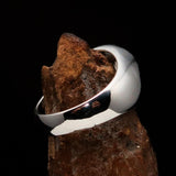 Excellent crafted domed Men's Hexagram Skull Ring - Sterling Silver - BikeRing4u