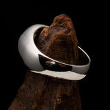 Excellent crafted domed Men's Hexagram Skull Ring - Sterling Silver - BikeRing4u