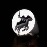 Excellent crafted Men's Black Riding Knight Ring - Sterling Silver - BikeRing4u