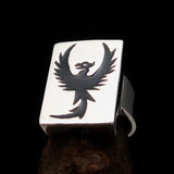 Excellent crafted Men's Ring Black Phoenix - Sterling Silver - BikeRing4u