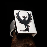 Excellent crafted Men's Ring Black Phoenix - Sterling Silver - BikeRing4u