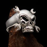 Excellent crafted Men's Mechanic Ring Wrench Skull - Sterling Silver 925 - BikeRing4u