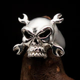 Excellent crafted Men's Mechanic Ring Wrench Skull - Sterling Silver 925 - BikeRing4u
