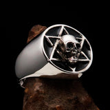 Excellent crafted Men's Biker Ring Black Hebrew Skull - Sterling Silver 925 - BikeRing4u