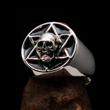 Excellent crafted Men's Biker Ring Black Hebrew Skull - Sterling Silver 925 - BikeRing4u