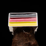 Excellent crafted rectangle shaped Men's German Flag Ring - Sterling Silver - BikeRing4u