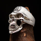 Excellent crafted Men's Masonic Ring Black Archer Skull - Sterling Silver 925 - BikeRing4u