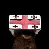 Perfectly crafted Men's Ring Flag of Georgia - Sterling Silver - BikeRing4u