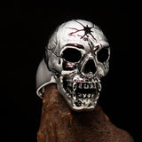 Excellent crafted Men's antiqued Head Shot Skull Ring - Sterling Silver - BikeRing4u
