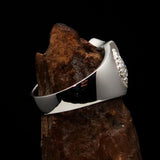 Excellent Crafted Men's Lucky Number 13 Shield Ring - Sterling Silver - BikeRing4u