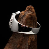 Excellent Crafted Men's Lucky Number 13 Shield Ring - Sterling Silver - BikeRing4u