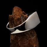 Excellent crafted rectangle shaped black Human Evolution Ring - Sterling Silver - BikeRing4u