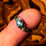 Sterling Silver Gemstone Solitaire Ring with oval Cut Blue Zircon 2 CZ - Size 5 - BikeRing4u