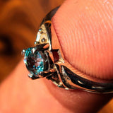 Sterling Silver Gemstone Solitaire Ring with oval Cut Blue Zircon 2 CZ - Size 5 - BikeRing4u