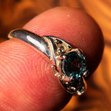 Sterling Silver Gemstone Solitaire Ring with oval Cut Blue Zircon 2 CZ - Size 5 - BikeRing4u