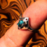 Diamond shaped Gemstone Sterling Silver Solitaire Ring with oval Cut Blue Zircon - Size 6.5 - BikeRing4u