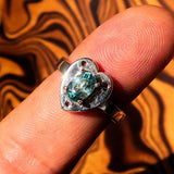 Heart shaped Gemstone Sterling Silver Solitaire Ring with oval Cut Blue Zircon - Size 6.5 - BikeRing4u