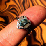 Heart shaped Gemstone Sterling Silver Solitaire Ring with oval Cut Blue Zircon - Size 6.5 - BikeRing4u