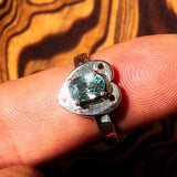 Heart shaped Gemstone Sterling Silver Solitaire Ring with oval Cut Blue Zircon - Size 6.5 - BikeRing4u