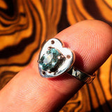 Heart shaped Gemstone Sterling Silver Solitaire Ring with oval Cut Blue Zircon - Size 6.5 - BikeRing4u
