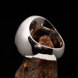 Excellent crafted oval Men's antiqued Vampire Skull Ring - Sterling Silver - BikeRing4u