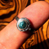 Sterling Silver Solitaire Ring with oval Cut Blue Zircon and 15 CZ - Size 6.5 - BikeRing4u