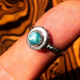 Sterling Silver Solitaire Ring with oval Cut Blue Zircon and 15 CZ - Size 6.5 - BikeRing4u